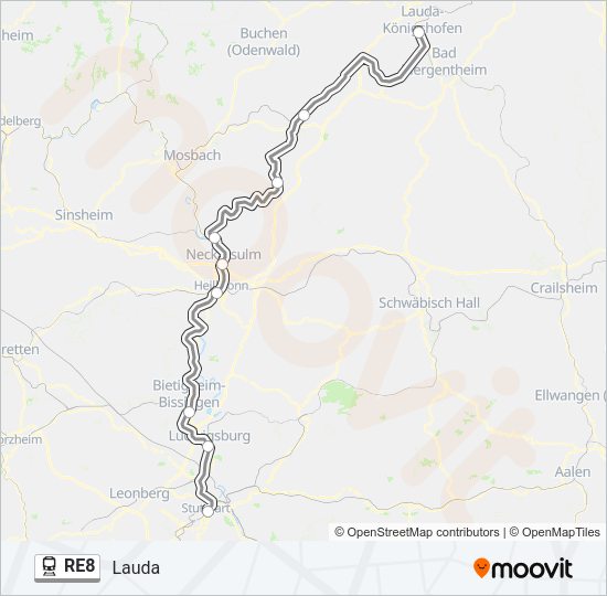 RE8 Train Line Map