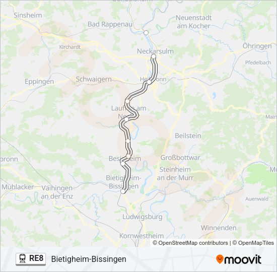 RE8 Train Line Map