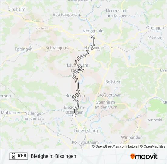 RE8 Train Line Map