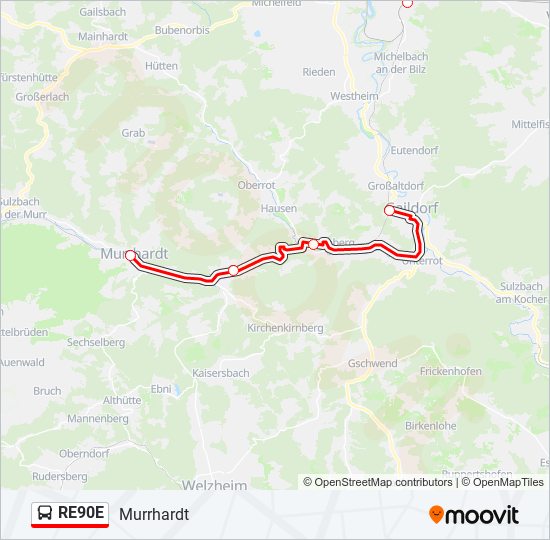 RE90E bus Line Map