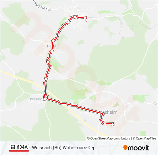 634A Bus Line Map
