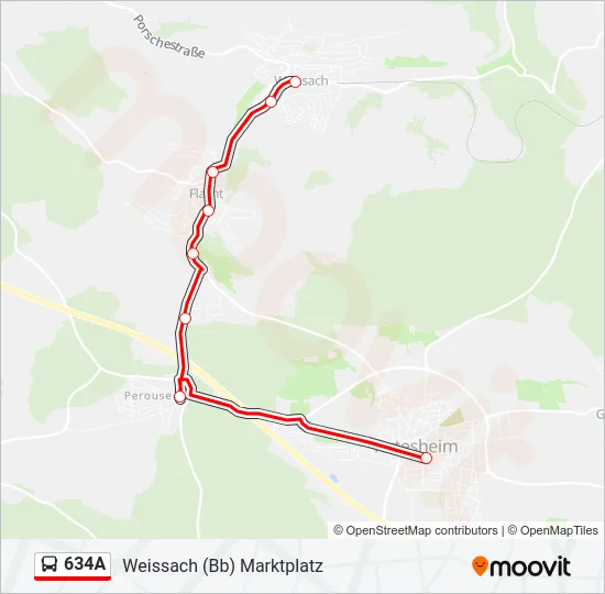 634A Bus Line Map