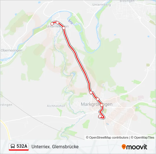 532A Bus Line Map