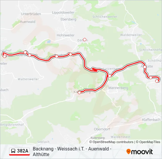 382A Bus Line Map