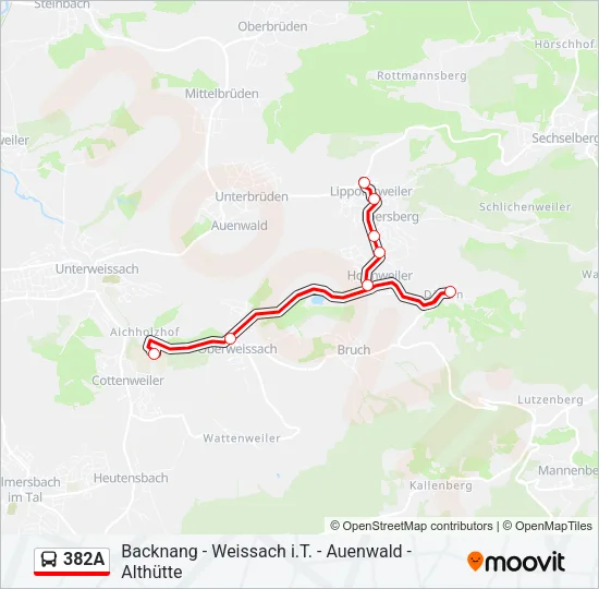 382A Bus Line Map