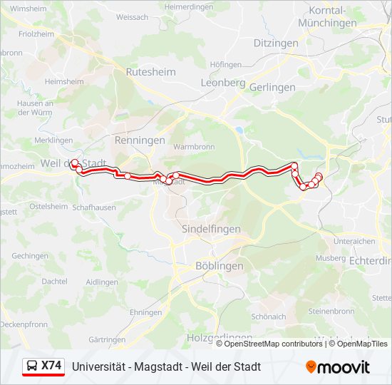 X74 bus Line Map