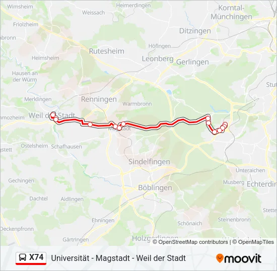 X74 Bus Line Map