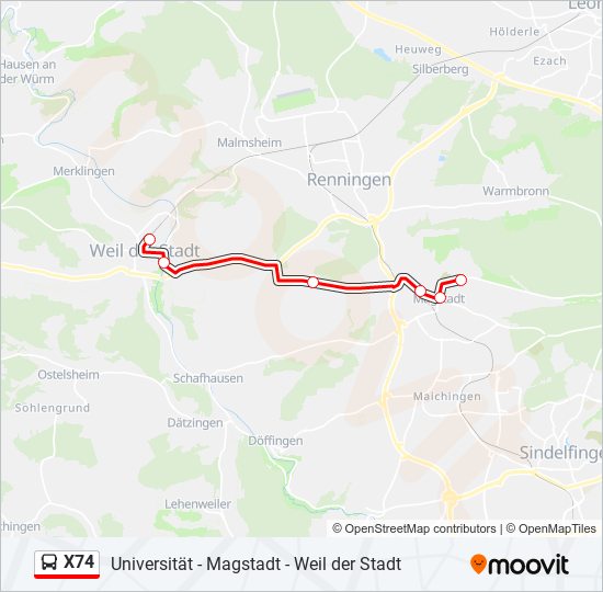 X74 bus Line Map