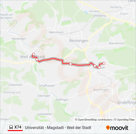 X74 Bus Line Map