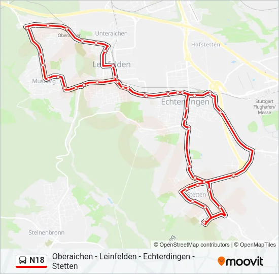 N18 Bus Line Map