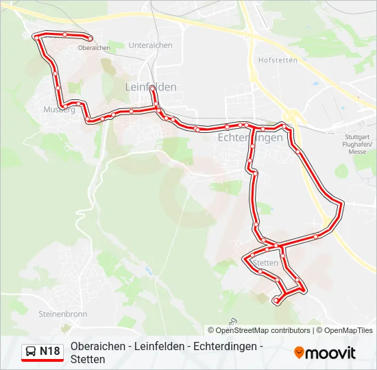 N18 Bus Line Map