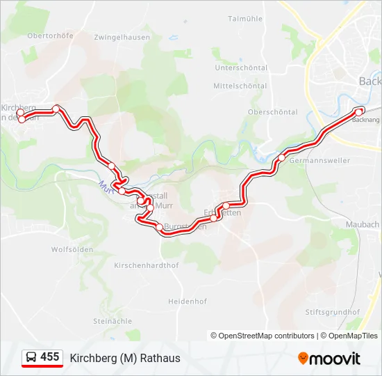 455 Bus Line Map