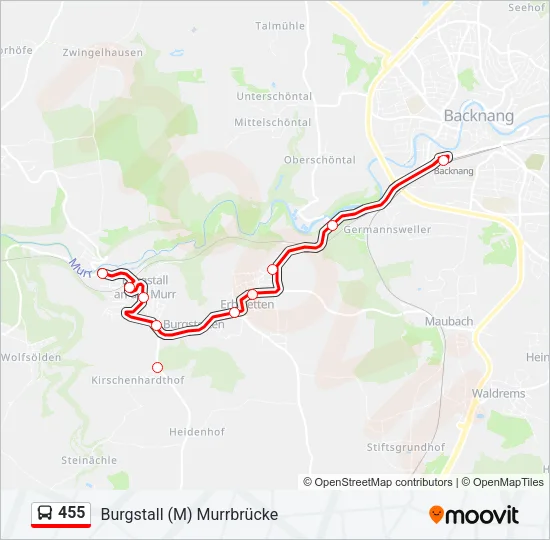 455 Bus Line Map