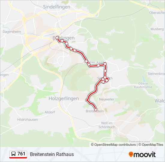 761 bus Line Map