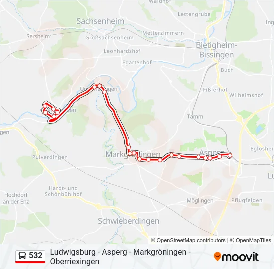 532 Bus Line Map