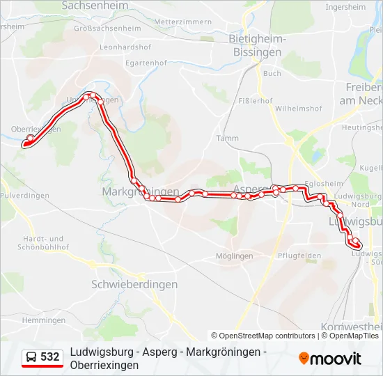 532 Bus Line Map