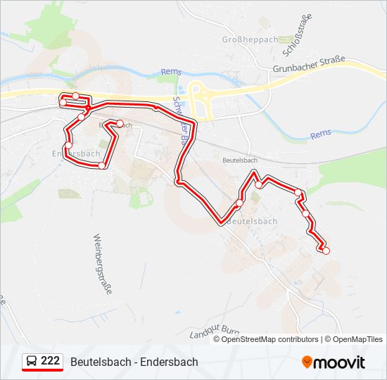 222 bus Line Map