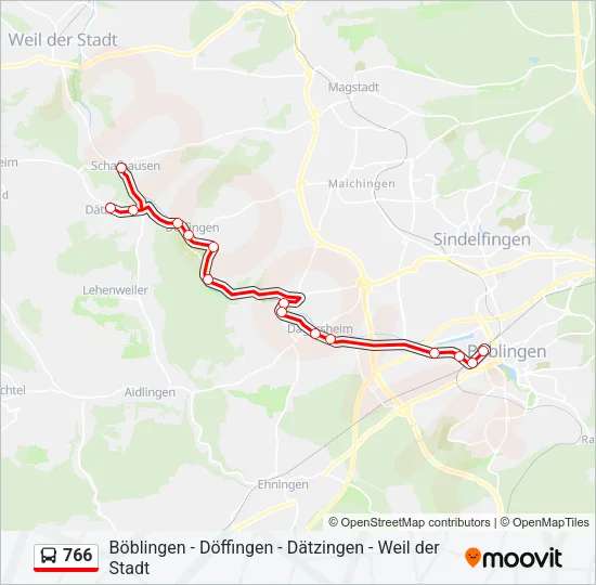 766 Bus Line Map