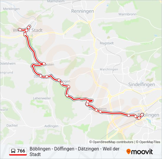 766 Bus Line Map