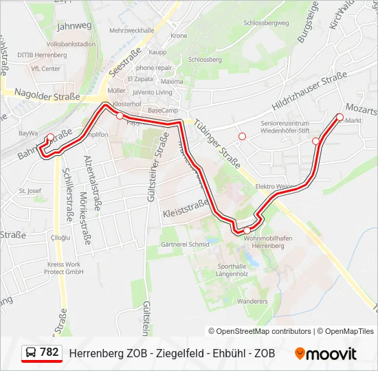 Автобус 782: карта маршрута