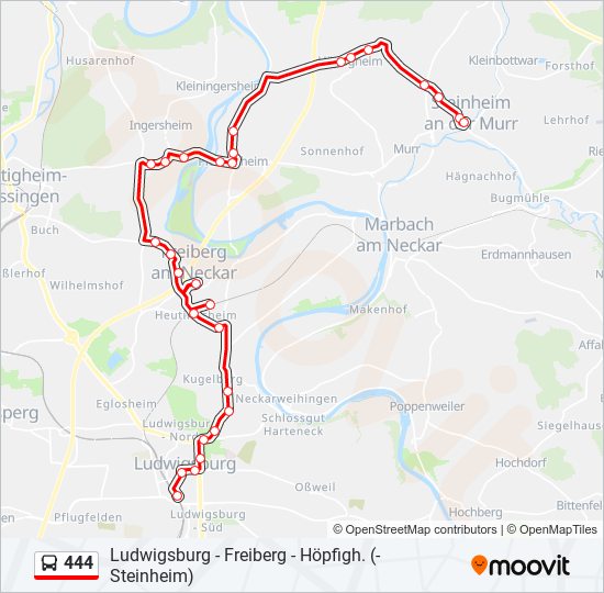 444 bus Line Map