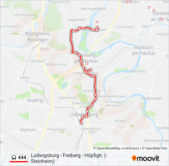 444 Bus Line Map