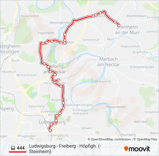 444 Bus Line Map