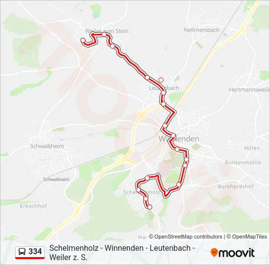 334 Bus Line Map