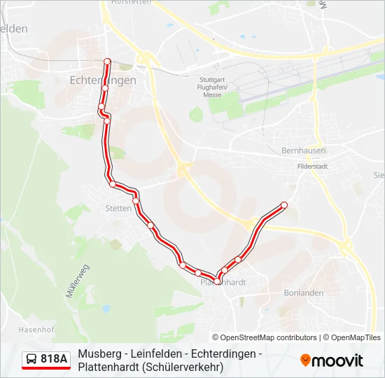818A Bus Line Map