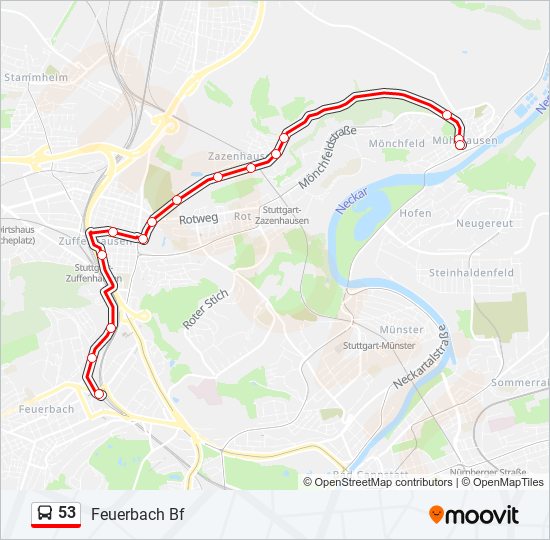 53 bus Line Map