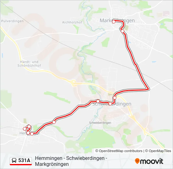 531A Bus Line Map