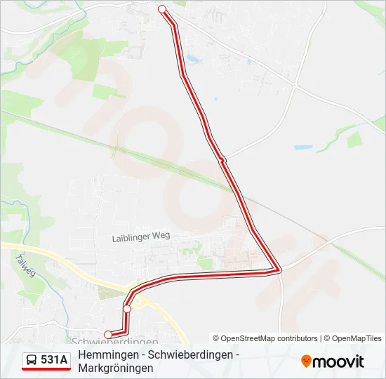 531A Bus Line Map