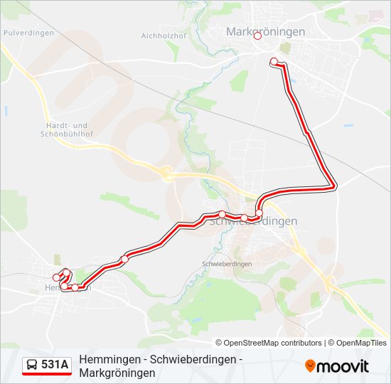 531A Bus Line Map