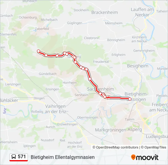 571 Bus Line Map