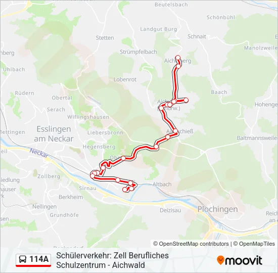 114A Bus Line Map
