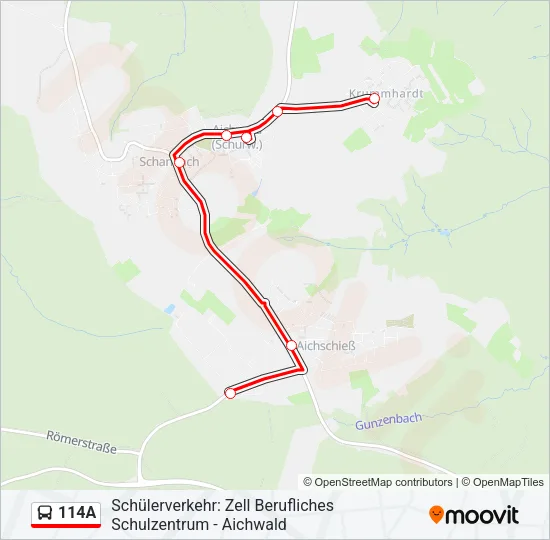 114A Bus Line Map