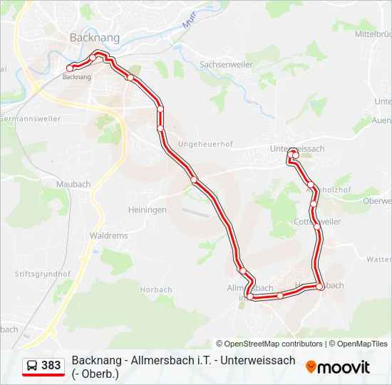 383 Bus Line Map