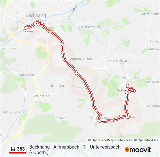 383 Bus Line Map