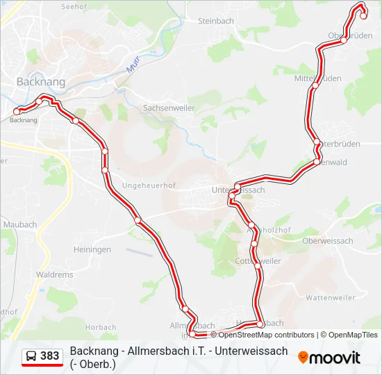 383 Bus Line Map