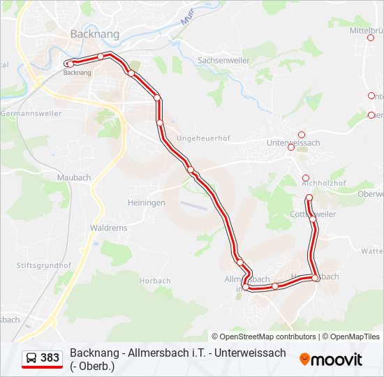 383 Route: Fahrpläne, Haltestellen & Karten - Backnang Zob (Aktualisiert)