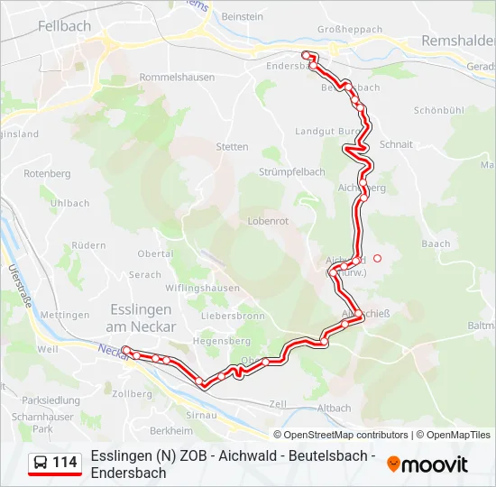 114 Bus Line Map