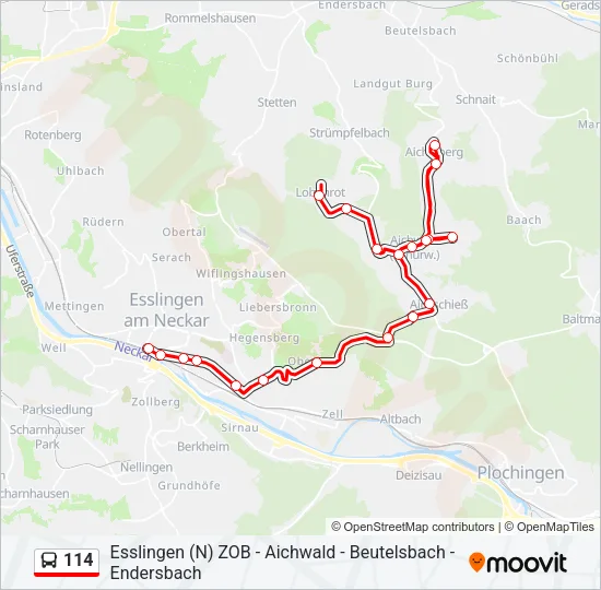 114 Bus Line Map