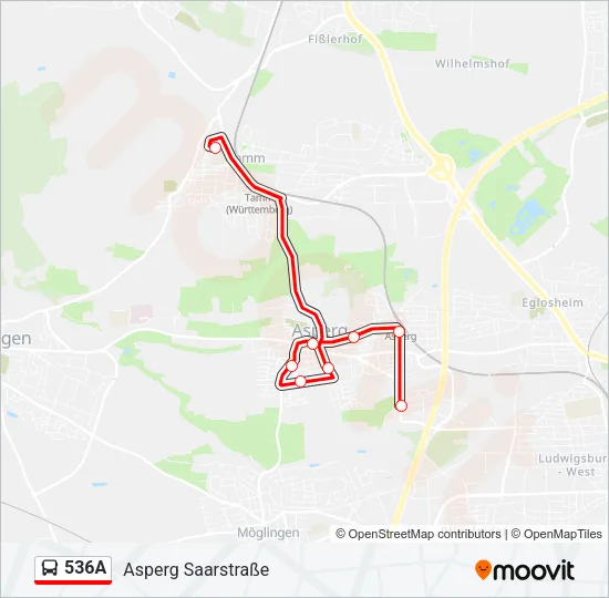 536A Bus Line Map