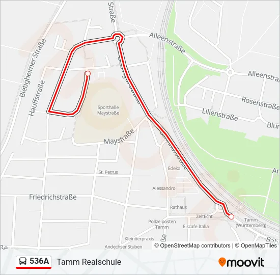 536A Bus Line Map