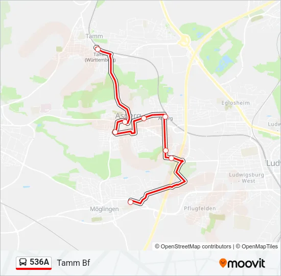 536A Bus Line Map