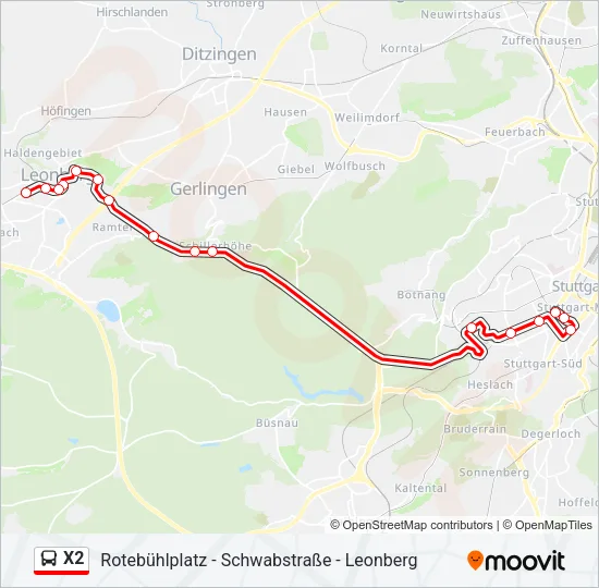 X2 Bus Line Map
