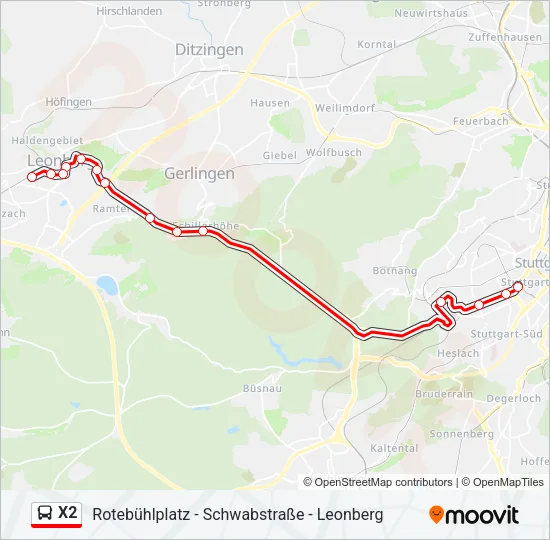 X2 Bus Line Map