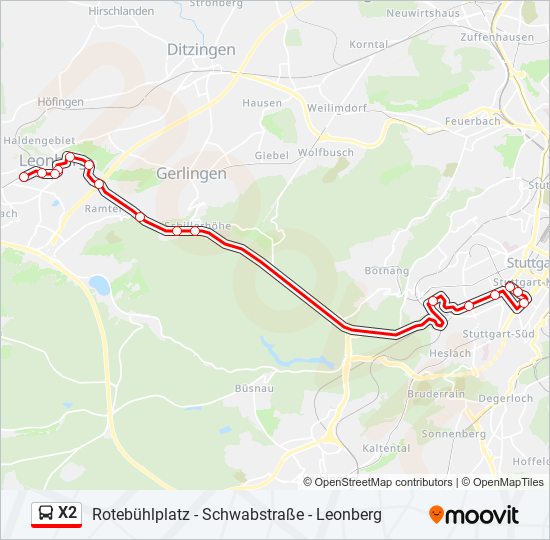 Автобус X2: карта маршрута