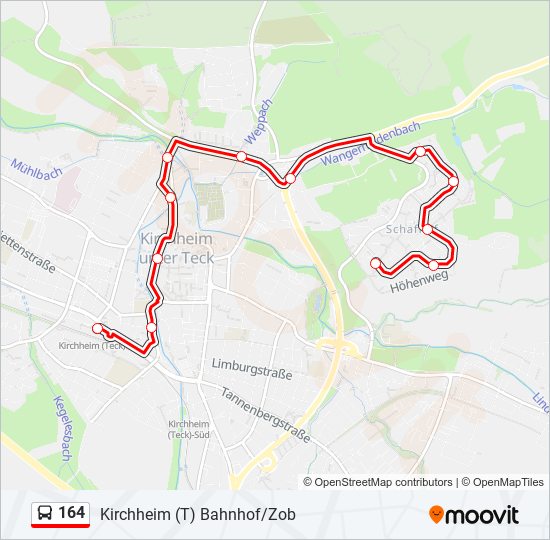 164 bus Line Map