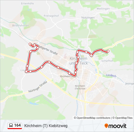 164 bus Line Map